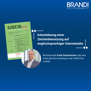 Inlandsbezug einer Zeichenbenutzung auf englischsprachiger Internetseite